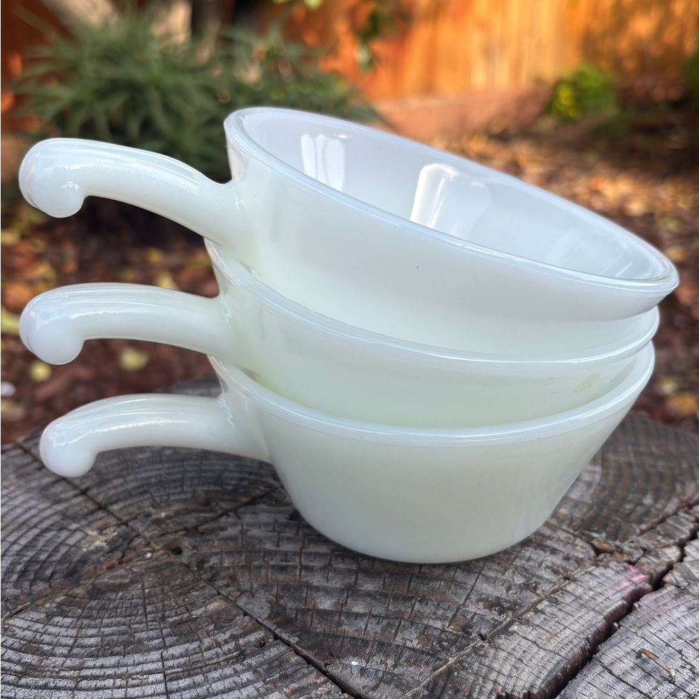 Vintage White Milk Glass Soup Bowls